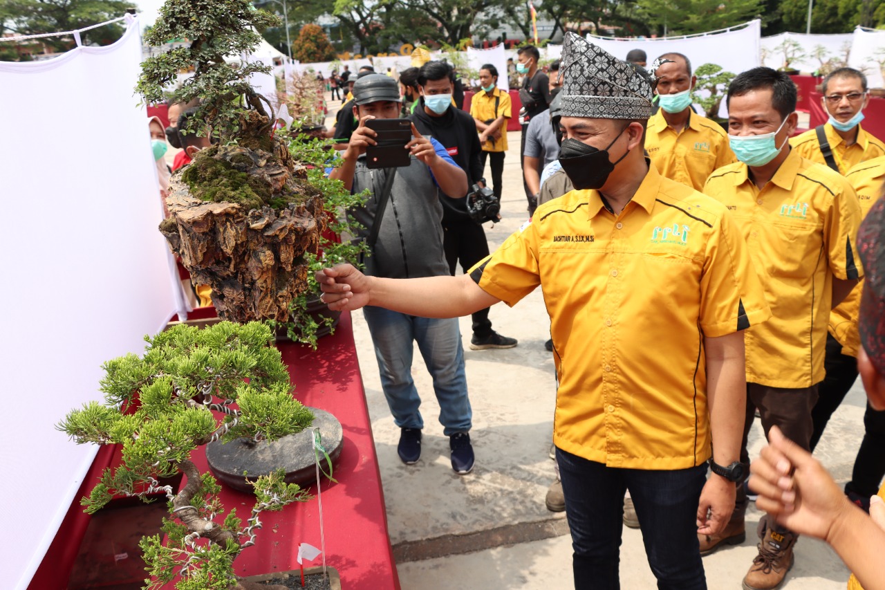 Dihadiri Kapolres Inhu, Pameran Kontes Pesona Bonsai Tetap Terapkan Prokes Covid-19