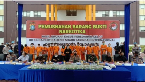 Sabu Sebanyak 82,94 Kg Tangkapan Polda Riau Dimusnahkan