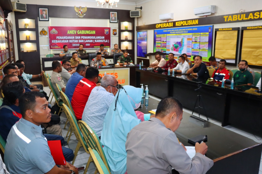 Samakan Persepsi Penanganan Karhutla, Kapolres Inhu Pimpin Anev Gabungan